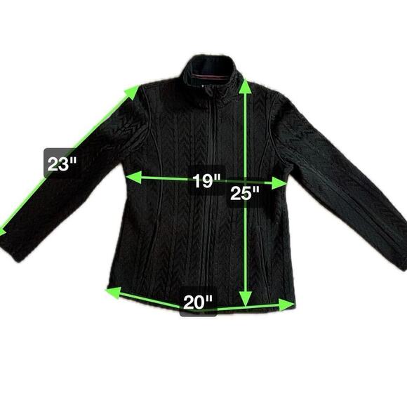 Boston Traders Cable Knit Sweater Jacket Full Zip Black Fleece Lined Size M - Picture 9 of 16